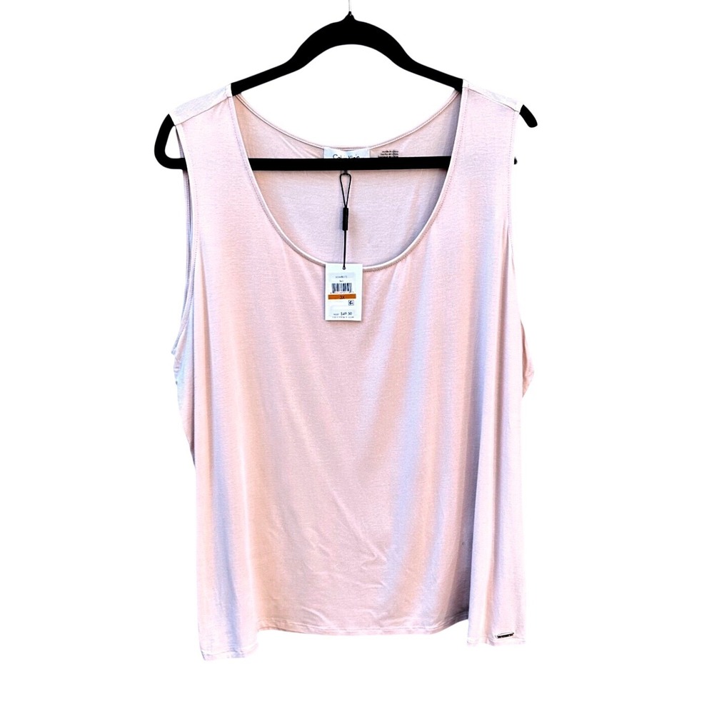 Calvin Klein Womens Blush Pink Scoop Neck Sleeveless Tank Top X5AHB272 Plus 3X